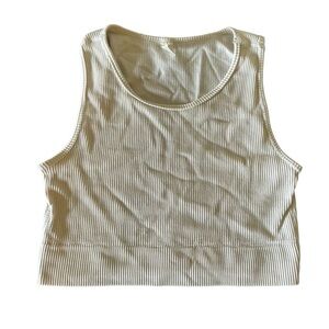 Yogalicious White Ribbed Crop Top Size Large